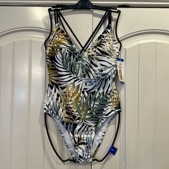 NWT Hurley women’s one piece palm leaf swimsuit Size Large - Picture 1 of 12